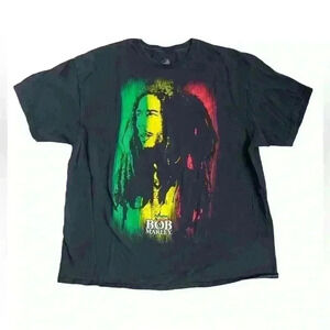 Bob Marley Zion Rootswear Men’s T-Shirt Rasta Cotton Black Short Sleeve Tee XXL